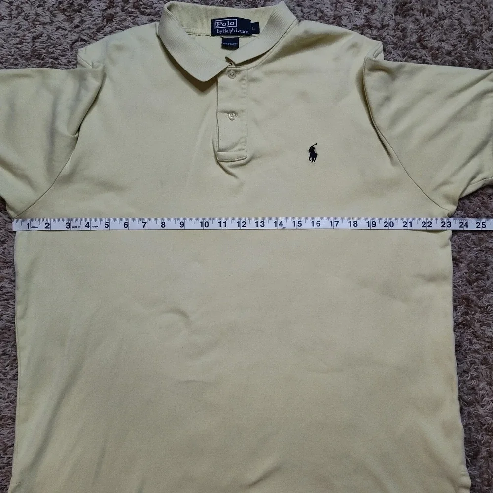 Polo Ralph Lauren Polo Shirt Mens L Yellow Short Sleeve Cotton Embroidered Pony